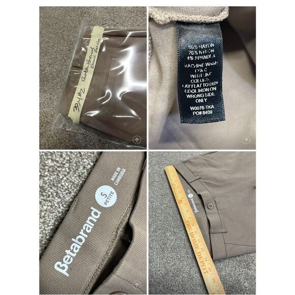 Betabrand Women sz small petite straight Dress Pant Yoga tan Stretch Pull On - Picture 12 of 12
